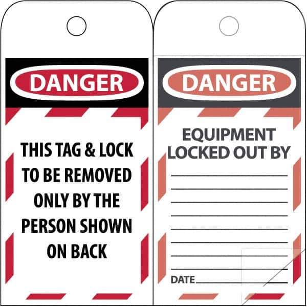 NMC - 3" High x 6" Long, DANGER \x96 DO NOT OPERATE, English Safety & Facility Lockout Tag - Tag Header: Danger, 2 Sides, Black & Red Poly - All Tool & Supply