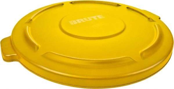 Rubbermaid - Round Lid for Use with 55 Gal Round Trash Cans - Yellow, Polyethylene, For Brute Trash Cans - All Tool & Supply