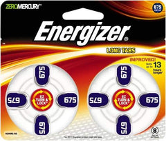 Energizer - Size 675, Zinc Air, 1 Pack, Hearing Aid Battery - 1.4 Volts, Button Tab Terminal, PR44 - All Tool & Supply