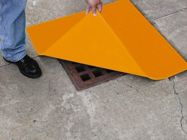 Eagle - 24" Long x 24" Wide, Polyurethane Barrier - 22" Drain, Yellow, Use for Cover, Seals off Drain - All Tool & Supply