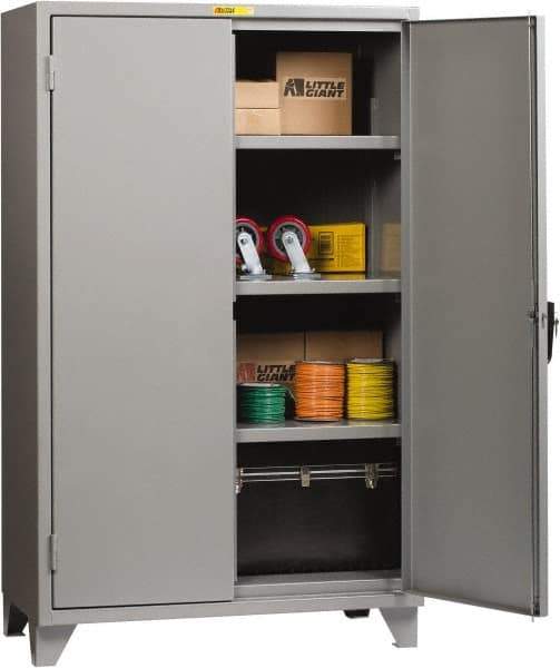 Little Giant - 3 Shelf Locking Storage Cabinet - Steel, 60" Wide x 30" Deep x 78" High, Gray - All Tool & Supply