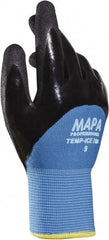 MAPA Professional - Size 7 Nitrile Coated Nitrile Work Gloves - Palm & Fingers Coated, Knit Wrist Cuff, Blue, Paired - All Tool & Supply