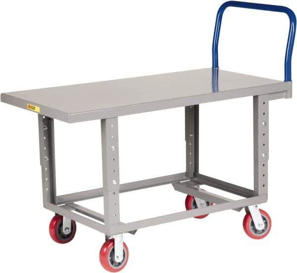 Little Giant - 2,000 Lb Capacity Steel Work Height Platform Truck - Steel Deck, 30" OAW, Polyurethane Casters - All Tool & Supply