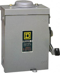 Square D - 30 Amp, 240 V, 2 Pole Fused Safety Switch - NEMA 3R, 3 hp at 240 VAC (Single Phase), 7.5 hp at 240 VAC (Triple Phase), DPST Contact Form - All Tool & Supply