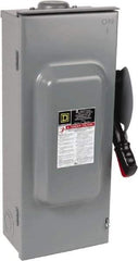 Square D - 100 Amp, 600 VAC/VDC, 3 Pole Fused Safety Switch - NEMA 3R, 30 hp at 480 VAC (Single Phase), 75 hp at 600 VAC, 50 hp at 600 VDC (Triple Phase), 3PST Contact Form - All Tool & Supply