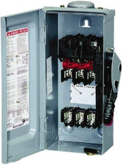 Square D - 30 Amp, 600 VAC/VDC, 3 Pole Fused Safety Switch - NEMA 3R, 7.5 hp at 480 VAC (Single Phase), 20 hp at 600 VAC, 10 hp at 600 VDC (Triple Phase), 3PST Contact Form - All Tool & Supply