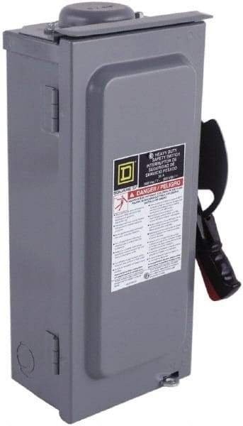 Square D - 30 Amp, 600 VAC/VDC, 3 Pole Nonfused Safety Switch - NEMA 3R, 10 hp at 600 VAC, 15 at 600 VDC (Single Phase), 30 hp at 600 VAC, 15 hp at 600 VDC (Triple Phase), 3PST Contact Form - All Tool & Supply