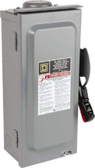 Square D - 60 Amp, 240 VAC, 250 VDC, 3 Pole Fused Safety Switch - NEMA 3R, 10 hp at 240 VAC, 10 hp at 250 VDC (Single Phase), 15 hp at 240 VAC, 10 hp at 250 VDC (Triple Phase), 3PST Contact Form - All Tool & Supply