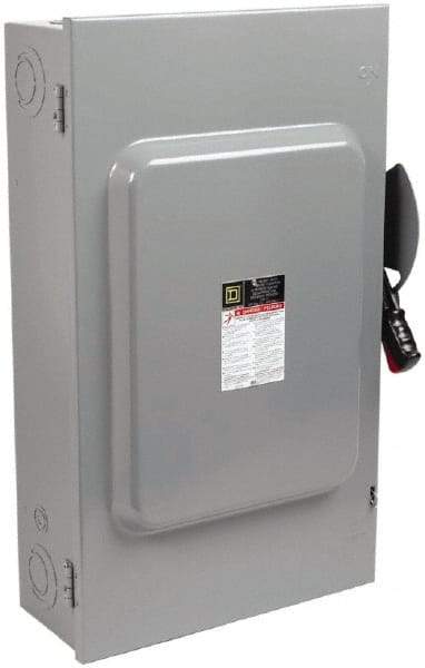 Square D - 200 Amp, 600 VAC/VDC, 3 Pole Nonfused Safety Switch - NEMA 1, 50 hp at 600 VAC, 50 hp at 600 VDC (Single Phase), 150 hp at 600 VAC, 50 hp at 600 VDC (Triple Phase), 3PST Contact Form - All Tool & Supply