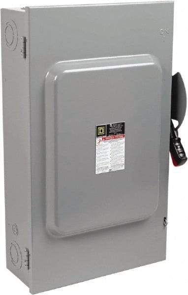 Square D - 200 Amp, 600 VAC/VDC, 3 Pole Fused Safety Switch - NEMA 1, 50 hp at 600 VAC, 50 hp at 600 VDC (Single Phase), 150 hp at 600 VAC, 50 hp at 600 VDC (Triple Phase), 3PST Contact Form - All Tool & Supply