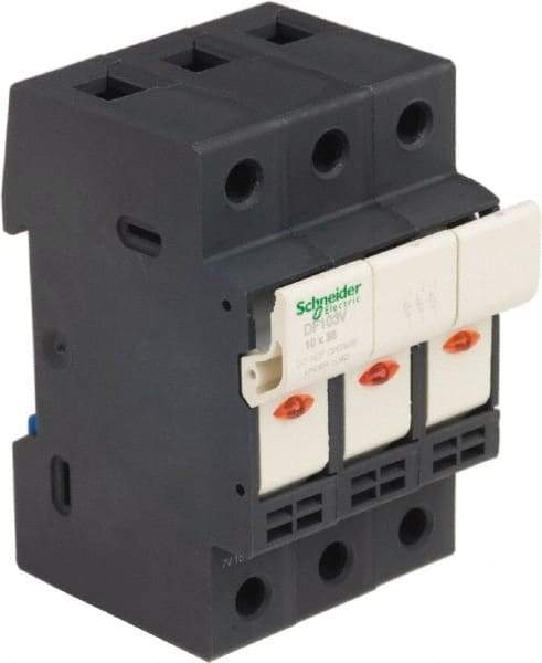 Schneider Electric - 3 Pole, 600 Volt, 32 Amp, DIN Rail Mount Fuse Holder - Compatible with 38mm Long x 52mm Wide and 10mm Diameter Fuse - All Tool & Supply