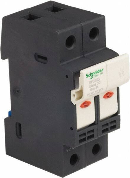 Schneider Electric - 2 Pole, 600 Volt, 30 Amp, DIN Rail Mount Fuse Holder - Compatible with CC Class, 35mm Wide Fuse - All Tool & Supply