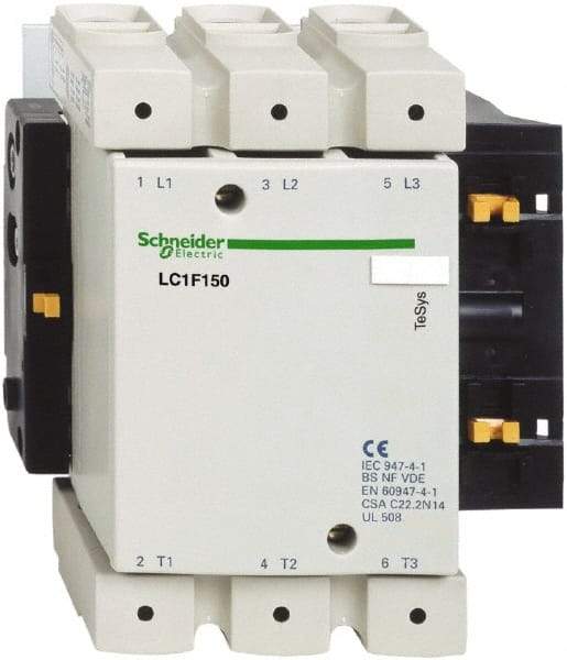 Schneider Electric - 3 Pole, 48 Coil VAC, 250 Amp at 440 VAC, Nonreversible IEC Contactor - Bureau Veritas, CCC, CSA, DNV, EN/IEC 60947-1, EN/IEC 60947-4-1, GL, JEM 1038, LROS, RINA, RMRoS, RoHS Compliant, UL Listed - All Tool & Supply