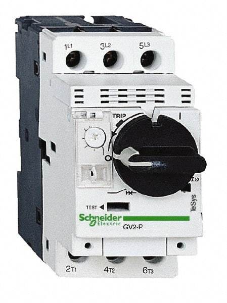 Schneider Electric - 32 Amp, 690 VAC at 50/60 Hz, 3 Pole, Bolt On, Clip Motor Circuit Breaker - Thermal Magnetic Trip, Multiple Breaking Capacity Ratings, 97mm Deep x 89mm High x 45mm Wide - All Tool & Supply