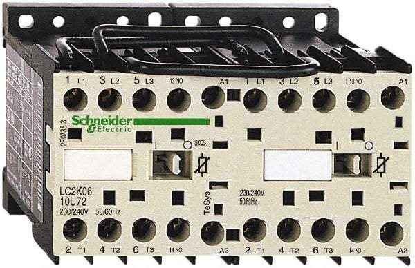 Schneider Electric - 3 Pole, 110 Coil VAC at 50/60 Hz, 6 Amp at 440 VAC, Reversible IEC Contactor - BS 5424, CSA, IEC 60947, NF C 63-110, RoHS Compliant, UL Listed, VDE 0660 - All Tool & Supply