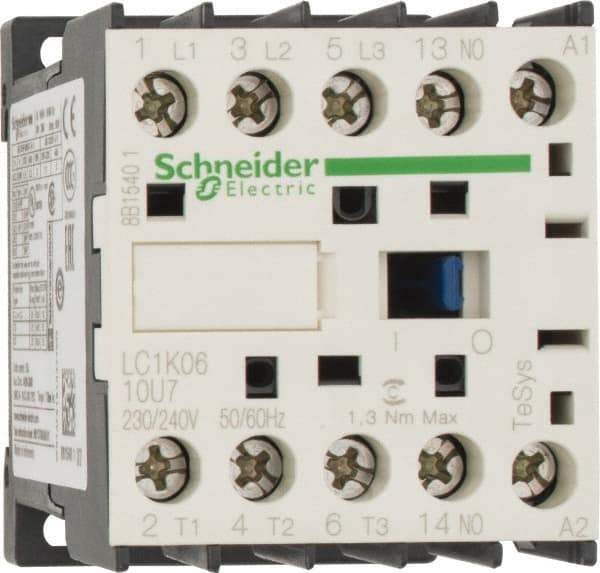 Schneider Electric - 3 Pole, 230 to 240 Coil VAC at 50/60 Hz, 6 Amp at 440 VAC, Nonreversible IEC Contactor - BS 5424, CSA, IEC 60947, NF C 63-110, RoHS Compliant, UL Listed, VDE 0660 - All Tool & Supply