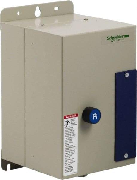 Schneider Electric - 9 Amp, 120 Coil VAC, Nonreversible Enclosed IEC Motor Starter - 1 Phase Hp: 0.3 at 120 VAC, 1 at 240 VAC, 3 Phase Hp: 2 at 208 VAC, 2 at 230 VAC, 5 at 460 VAC, 7.5 at 575 VAC - All Tool & Supply