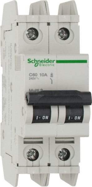 Schneider Electric - 10 Amp, 125 VDC, 240 VAC, 60 VDC, 1 Pole, DIN Rail Mount, Fixed Mount Miniature Circuit Breaker - Thermal Magnetic Trip, Multiple Breaking Capacity Ratings, 73mm Deep x 107mm High x 36mm Wide - All Tool & Supply