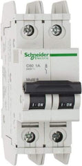 Schneider Electric - 1 Amp, 125 VDC, 240 VAC, 60 VDC, 1 Pole, DIN Rail Mount, Fixed Mount Miniature Circuit Breaker - Thermal Magnetic Trip, Multiple Breaking Capacity Ratings, 73mm Deep x 107mm High x 36mm Wide - All Tool & Supply