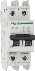 Schneider Electric - 30 Amp, 125 VDC, 240 VAC, 60 VDC, 1 Pole, DIN Rail Mount, Fixed Mount Miniature Circuit Breaker - Thermal Magnetic Trip, Multiple Breaking Capacity Ratings, 73mm Deep x 107mm High x 36mm Wide - All Tool & Supply