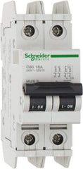 Schneider Electric - 15 Amp, 125 VDC, 240 VAC, 60 VDC, 1 Pole, DIN Rail Mount, Fixed Mount Miniature Circuit Breaker - Thermal Magnetic Trip, Multiple Breaking Capacity Ratings, 73mm Deep x 107mm High x 36mm Wide - All Tool & Supply