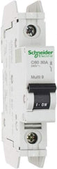 Schneider Electric - 30 Amp, 125 VDC, 240 VAC, 60 VDC, 1 Pole, DIN Rail Mount, Fixed Mount Miniature Circuit Breaker - Thermal Magnetic Trip, Multiple Breaking Capacity Ratings, 73mm Deep x 107mm High x 18mm Wide - All Tool & Supply