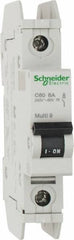 Schneider Electric - 8 Amp, 125 VDC, 240 VAC, 60 VDC, 1 Pole, DIN Rail Mount, Fixed Mount Miniature Circuit Breaker - Thermal Magnetic Trip, Multiple Breaking Capacity Ratings, 73mm Deep x 107mm High x 18mm Wide - All Tool & Supply