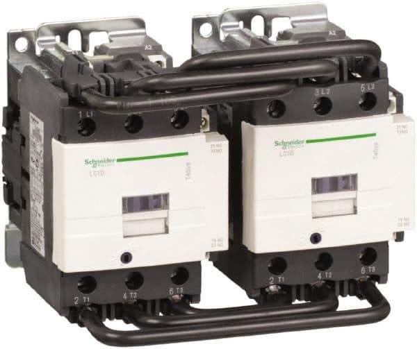 Schneider Electric - 3 Pole, 120 Coil VAC at 50/60 Hz, 80 Amp at 440 VAC, Reversible IEC Contactor - 1 Phase hp: 15 at 230/240 VAC, 7.5 at 115 VAC, 3 Phase hp: 20 at 200/208 VAC, 25 at 230/240 VAC, 60 at 460/480 VAC, 60 at 575/600 VAC - All Tool & Supply