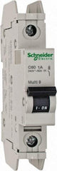 Schneider Electric - 1 Amp, 125 VDC, 240 VAC, 60 VDC, 1 Pole, DIN Rail Mount, Fixed Mount Miniature Circuit Breaker - Thermal Magnetic Trip, 10 kA at 277 VAC Breaking Capacity, 73mm Deep x 107mm High x 18mm Wide - All Tool & Supply