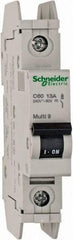 Schneider Electric - 13 Amp, 125 VDC, 240 VAC, 60 VDC, 1 Pole, DIN Rail Mount, Fixed Mount Miniature Circuit Breaker - Thermal Magnetic Trip, Multiple Breaking Capacity Ratings, 73mm Deep x 107mm High x 18mm Wide - All Tool & Supply