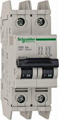 Schneider Electric - 2 Amp, 125 VDC, 240 VAC, 60 VDC, 1 Pole, DIN Rail Mount, Fixed Mount Miniature Circuit Breaker - Thermal Magnetic Trip, Multiple Breaking Capacity Ratings, 73mm Deep x 107mm High x 36mm Wide - All Tool & Supply