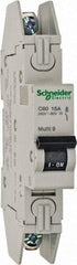 Schneider Electric - 15 Amp, 120/240 VAC, 1 Pole, DIN Rail Mounted Miniature Circuit Breaker - Thermal Magnetic Trip, 10 kA at 240 VAC Breaking Capacity, 14-4 AWG, 73mm Deep x 123.4mm High x 18mm Wide - All Tool & Supply