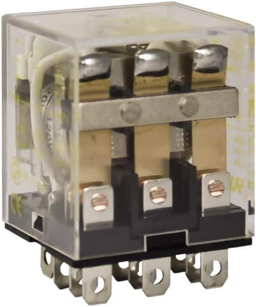 Square D - 1/2 hp at 120 Volt & 3/4 hp at 240 Volt, Electromechanical Plug-in General Purpose Relay - 10 Amp at 250 VAC, 3PDT, 120 VAC at 50/60 Hz - All Tool & Supply