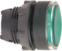 Schneider Electric - 22mm Mount Hole, Flush, Pushbutton Switch Only - Round, Green Pushbutton, Illuminated, Maintained (MA) - All Tool & Supply