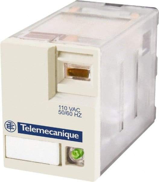 Schneider Electric - 3,750 VA Power Rating, Electromechanical Plug-in General Purpose Relay - 15 Amp at 250 VAC & 28 VDC, 2CO, 110 VDC - All Tool & Supply