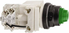 Schneider Electric - 24 V Green Lens LED Press-to-Test Indicating Light - Octagonal Lens, Screw Clamp Connector, Vibration Resistant - All Tool & Supply