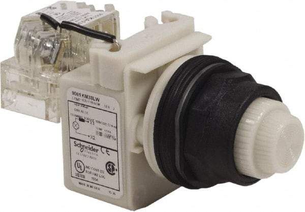 Schneider Electric - 120 V White Lens LED Press-to-Test Indicating Light - Round Lens, Screw Clamp Connector, Corrosion Resistant, Dust Resistant, Oil Resistant - All Tool & Supply