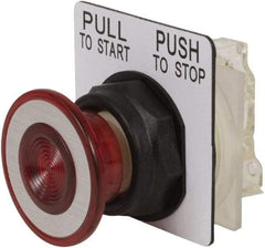 Schneider Electric - 30mm Mount Hole, Extended Mushroom Head, Pushbutton Switch with Contact Block - Round, Red Pushbutton, Maintained (MA) - All Tool & Supply