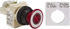 Schneider Electric - 30mm Mount Hole, Extended Straight, Pushbutton Switch with Contact Block - Red Pushbutton, Maintained (MA) - All Tool & Supply