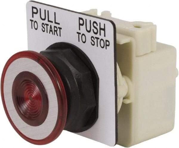 Schneider Electric - 30mm Mount Hole, Extended Straight, Pushbutton Switch Only - Red Pushbutton, Maintained (MA) - All Tool & Supply