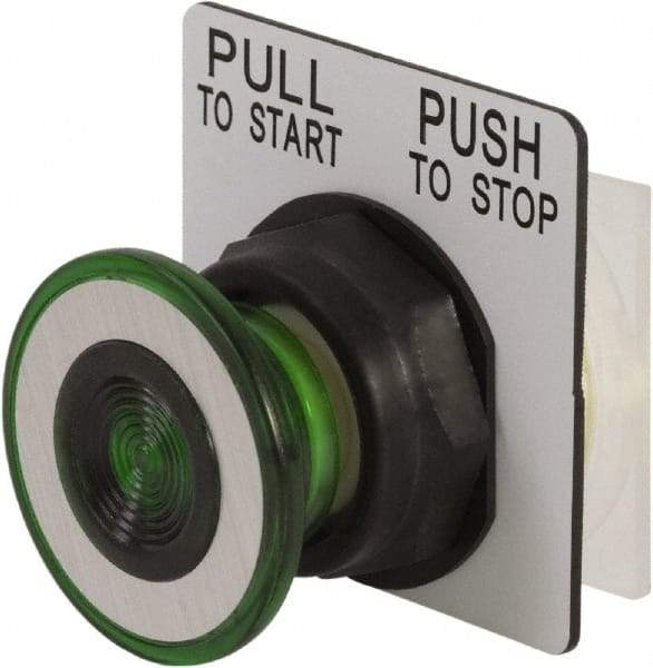 Schneider Electric - 30mm Mount Hole, Extended Mushroom Head, Extended Straight, Pushbutton Switch - Round, Green Pushbutton, Maintained (MA) - All Tool & Supply