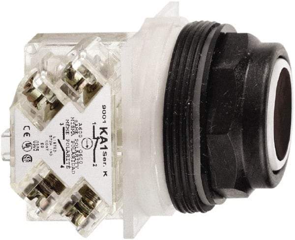 Schneider Electric - 30mm Mount Hole, Flush, Pushbutton Switch with Contact Block - Octagon, Black Pushbutton, Momentary (MO) - All Tool & Supply