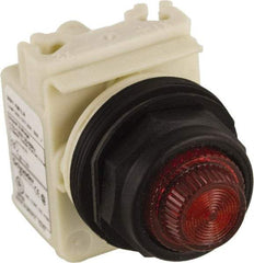 Schneider Electric - 120 VAC Red Lens LED Pilot Light - Round Lens, Screw Clamp Connector, 54mm OAL x 42mm Wide, Vibration Resistant - All Tool & Supply