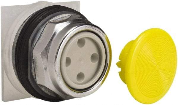 Schneider Electric - 30mm Mount Hole, Extended Straight, Pushbutton Switch Only - Yellow Pushbutton, Momentary (MO) - All Tool & Supply