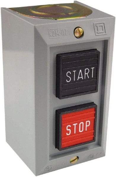 Schneider Electric - 2 Operator, Projecting Pushbutton Control Station - Start, Stop (Legend), Momentary Switch, NO/NC Contact, NEMA 1 - All Tool & Supply