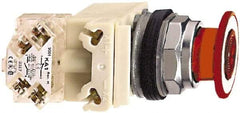 Schneider Electric - 30mm Mount Hole, Extended Straight, Pushbutton Switch with Contact Block - Red Pushbutton, Maintained (MA) - All Tool & Supply