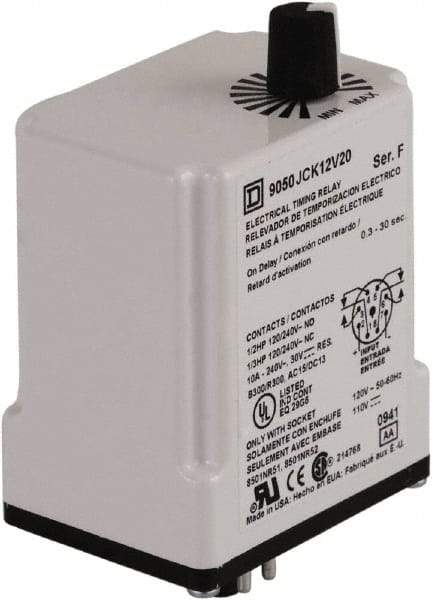 Square D - DPDT Time Delay Relay - 10 Contact Amp, 24 VAC/VDC - All Tool & Supply