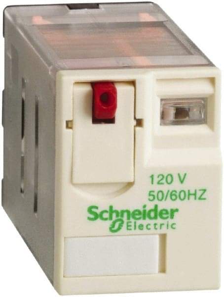 Schneider Electric - 3,750 VA Power Rating, Electromechanical Plug-in General Purpose Relay - 15 Amp at 250 VAC & 28 VDC, 2CO, 120 VAC - All Tool & Supply