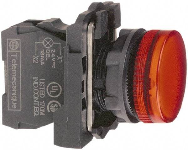 Schneider Electric - 250 V Red Lens LED Pilot Light - Round Lens, Screw Clamp Connector, 30mm Wide, Vibration Resistant, Water Resistant - All Tool & Supply