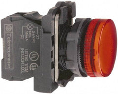 Schneider Electric - 230-240 VAC at 50/60 Hz Red Lens LED Pilot Light - Round Lens, Screw Clamp Connector, 30mm Wide, Vibration Resistant, Water Resistant - All Tool & Supply